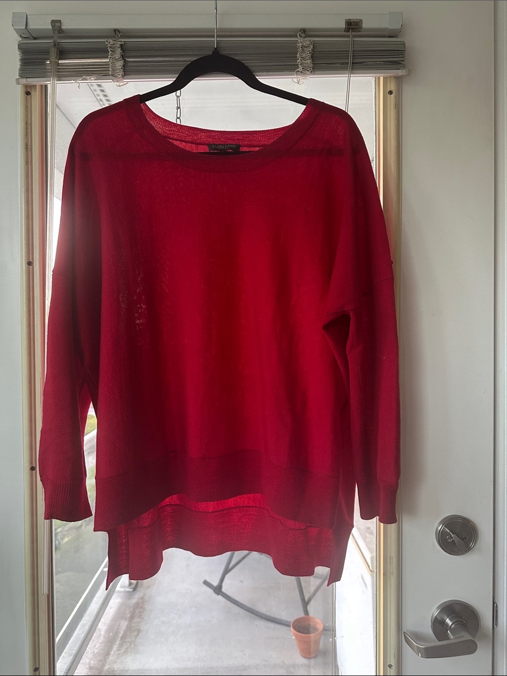 Eileen Fisher Red Lightweight Crewneck Sweater